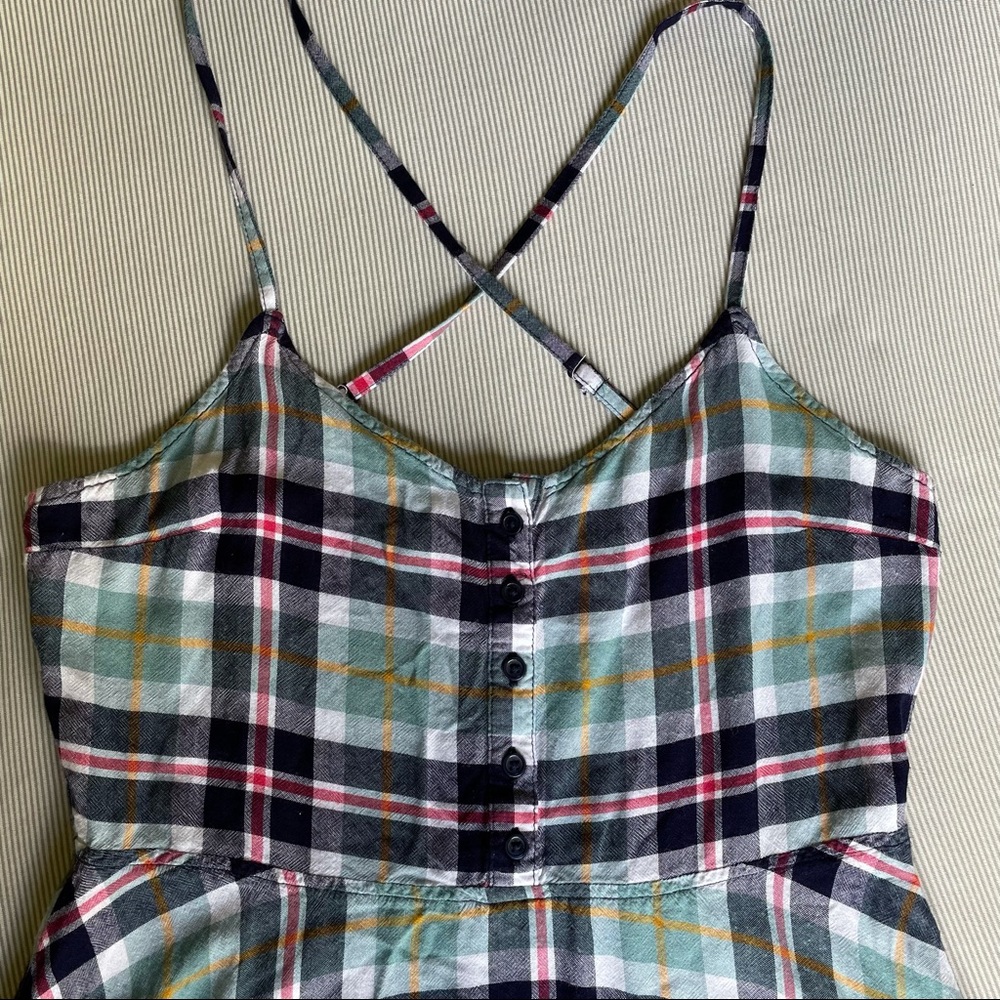 SO plaid button up skater dress large - Picture 3 of 5